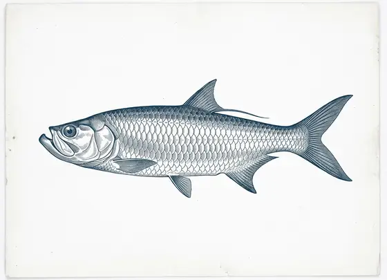 Engraved-style illustration of a tarpon